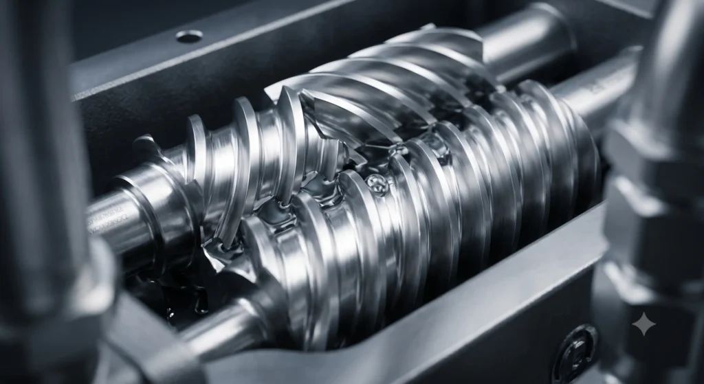 Close-up view of a screw pump rotor designed for smooth and continuous fluid transfer
