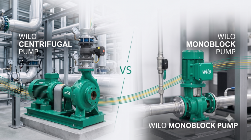Comparison of Wilo centrifugal pump and Wilo monoblock pump for industrial applications