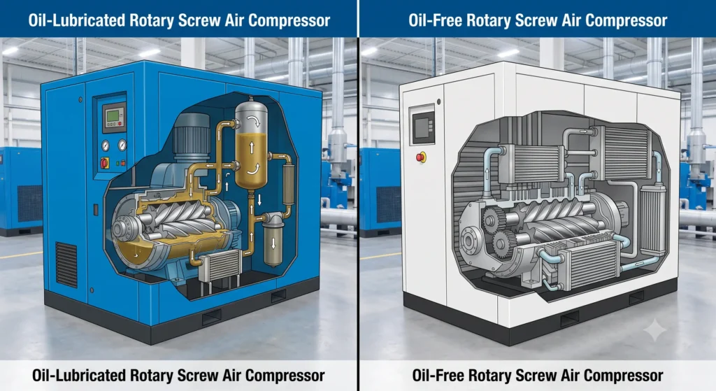 oil lubricated rotary screw air compressor
